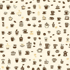 Coffee cup pattern background design, cafe menu, website
