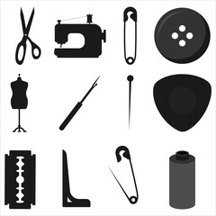 Collection of sewing and tailoring tools. Ideal for crafting, DIY projects, fashion design, textile art inspiration, hobby and handmade creations.