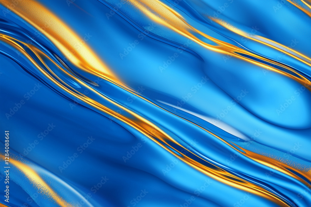 Aufkleber dynamic waves of blue and gold create a vibrant and fluid abstract background