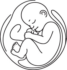 Baby in Womb Line Drawing Minimalist Pregnancy Art