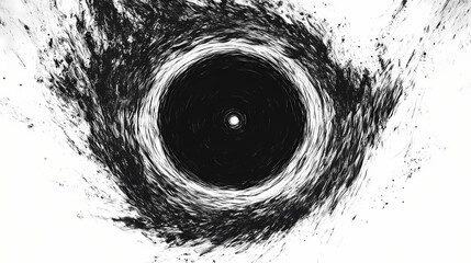 handdrawn mysterious open black hole portal