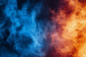 Colorful Smoke Swirling in Blue and Orange Tones Creating a Dynamic Visual Effect