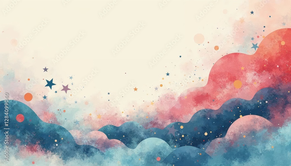 Wall mural abstract watercolor clouds and stars background for digital art, perfect for creative backgrounds us