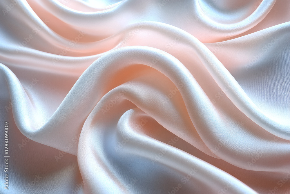 Poster soft pink silk fabric with gentle waves creating a serene and elegant texture. generative ai