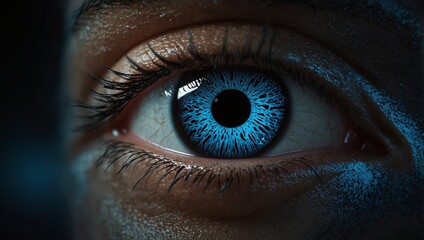 Fototapeta premium AI Blue eye concept Technology background