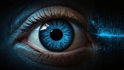 AI Blue eye concept Technology background
