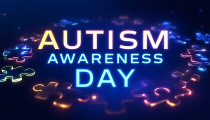 Obraz premium A modern Autism Awareness Day poster. The text 