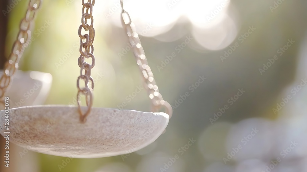Aufkleber close up of a vintage weighing scale hanging with soft background bokeh lighting effects : generativ