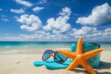 Summer Vacation Essentials on a Tropical Beach