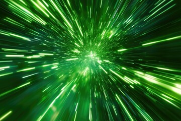 Abstract Green Lines Representing Speed and Movement Through Space