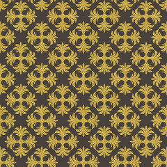 Gold art nouveau repeating motif seamless pattern