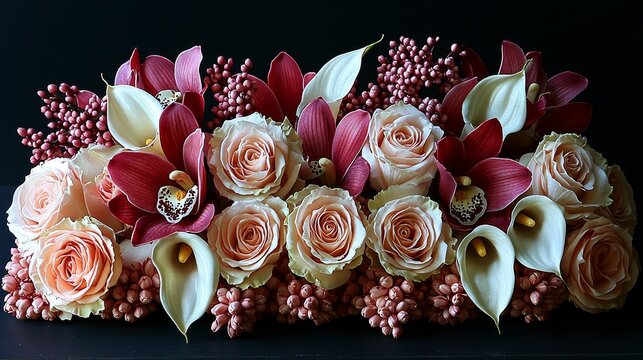 Stunning floral arrangement display event venue photography elegant atmosphere close-up nature's beauty