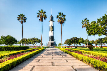 Parks around Pacific Ocean Coast near Miraflores, Lima during a Sunny Day