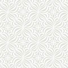 Elegant Light Floral Seamless Pattern – Soft Vintage Tile Background Vector