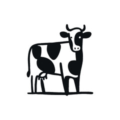 Hand-drawn abstract minimalist cow illustration with bold lines