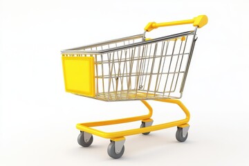 3D Empty Shopping Cart Isolated and White Background