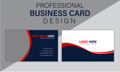 Double-sided modern creative business card template. personal visiting card with company logo. black & rad color theme. white color text.