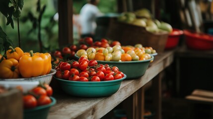 Colorful selection of fresh vegetables displayed at a market 