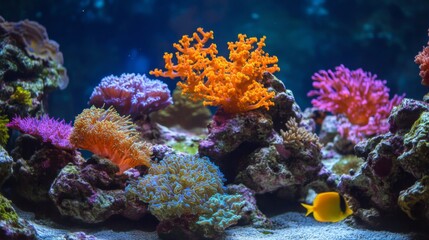Obraz premium Colorful Coral Reef Aquarium Display