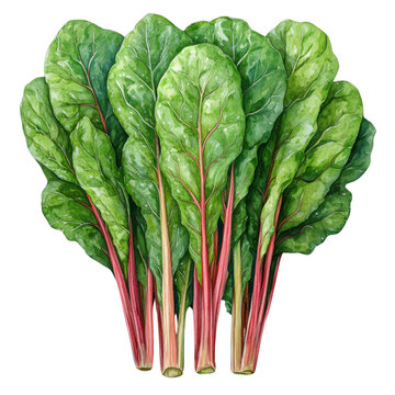 watercolor swiss chard isolated on white background