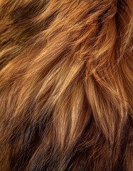 Naklejka premium Extreme close up of lion's mane showing individual golden and dark strands