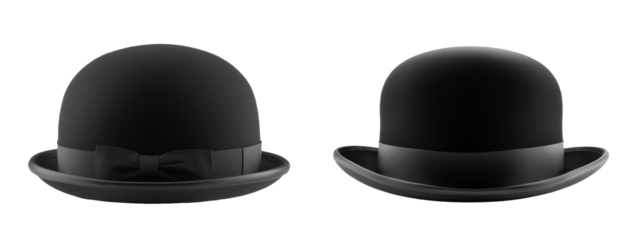 Two bowler hats on a transparent background
