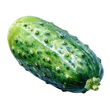 recommend clip art: watercolor cucumber isolated on white background