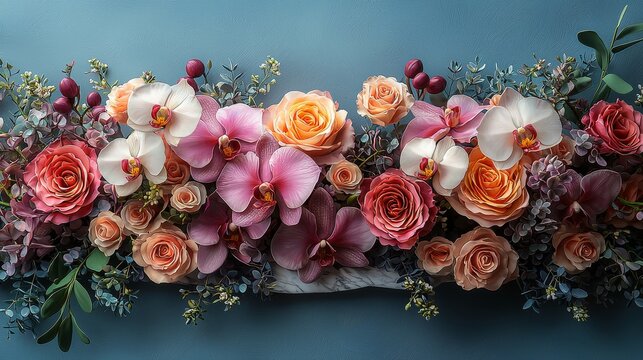 Vibrant floral arrangement indoor setting high-quality photography bright colors close-up perspective natural beauty