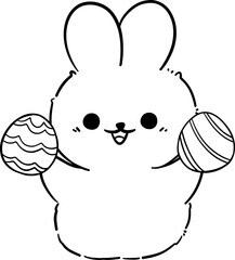 Rabbit with Easter egg Outline Coloring
