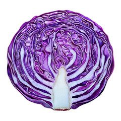 Obraz premium red cabbage watercolor cut in half on white background