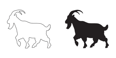 Goat Silhouette - Creative and Modern Livestock Illustration - High-Quality Goat Vector - Goat Icon
