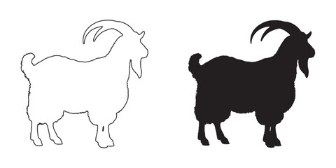 Goat Silhouette - Abstract Farm Animal Design - Clean and Professional Goat Illustration - Goat Vector - Goat Icon
