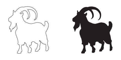 Goat Silhouette - High-Quality Digital Livestock Artwork - Unique Goat Vector - Goat Icon
