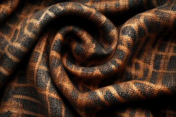 Fototapeta premium Fabric with a bold animal print featuring an engaging swirl of brown and black colors suitable for fashion and decor projects