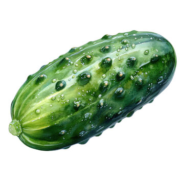 recommend clip art: fresh cucumber with water drops on white background