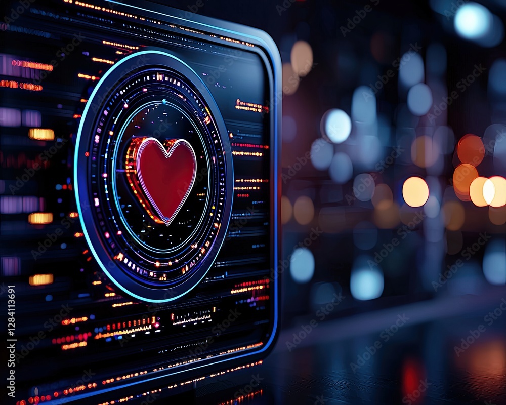 Poster medical diagnostic interface visualization, advanced medical diagnostic interface with heart visuali