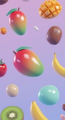 Digital Lavender Neo Mint Fruits wallpaper Plastic 3D plasticine art