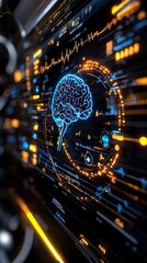 medical diagnostic interface visualization, Advanced Medical Diagnostic Interface with Brain Visualization and Data Representation