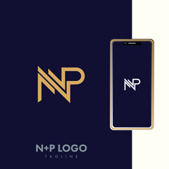 Minimal Creative Initial Based NP, PN logo. Letter NP, PN creative elegant Monogram with black color