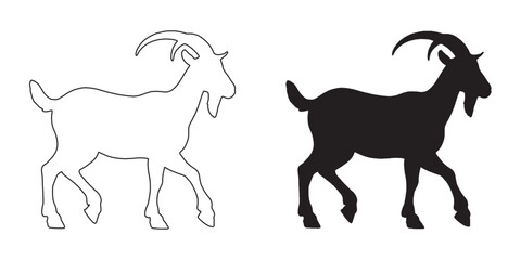 Goat Silhouette - Hand-Drawn Goat Art - High-Quality Animal Illustration - Goat Vector - Goat Icon
