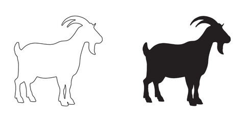 Goat Silhouette - Elegant Small Animal Drawing - Minimalist Goat Vector - Goat Icon
