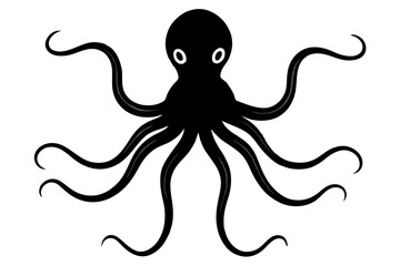 Obraz premium Octopus vector silhouette on white background