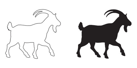 Goat Silhouette - Clean and Minimal Farm Animal Art - Goat Vector - Goat Icon
