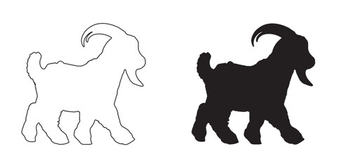 Goat Silhouette - Detailed and Clean Mountain Goat Illustration - Goat Vector - Goat Icon
