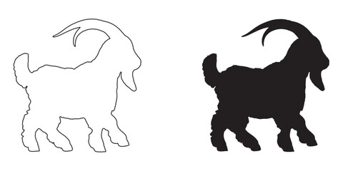 Goat Silhouette - Sharp and Defined Farm Animal Design - High-Quality Goat Vector - Goat Icon
