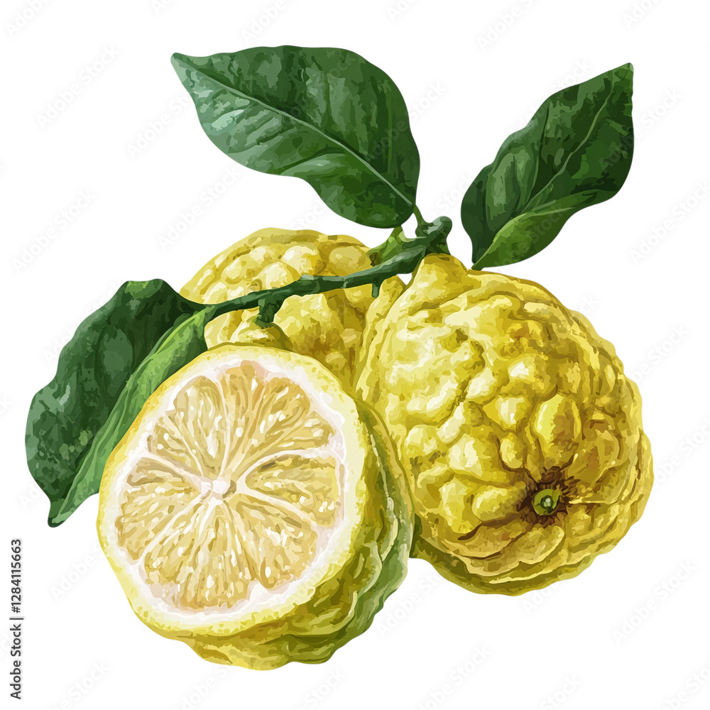 Poster bergamot isolated on transparent background generative ai