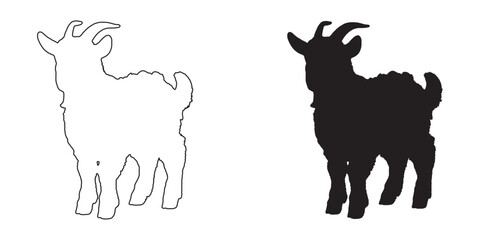 Goat Silhouette - Perfect for Digital Art - Minimalist Goat Illustration - Goat Vector - Goat Icon
