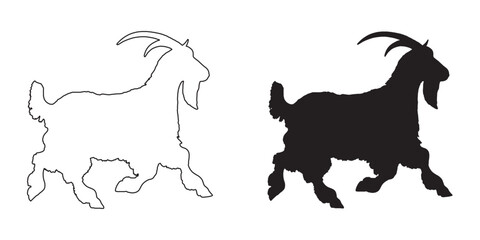 Goat Silhouette - High-Resolution Goat Clipart - Unique Goat Illustration - Goat Vector - Goat Icon
