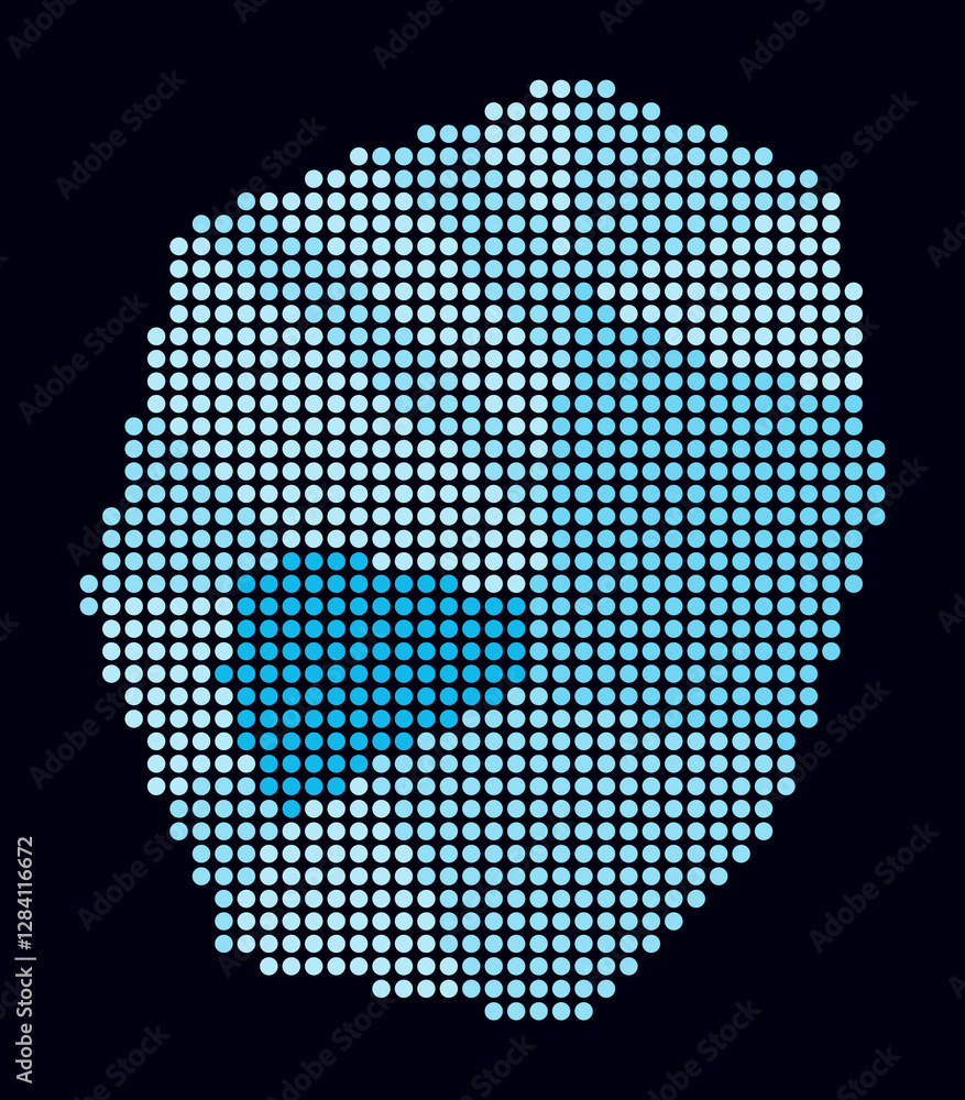 Poster nauru dotted map. digital style map of the country on dark background. nauru shape with circle dots.