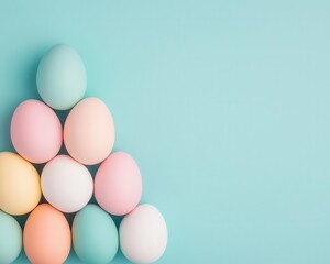 Fototapeta premium Factory filled with colorful Easter eggs stacked like pyramids, ready for shipment